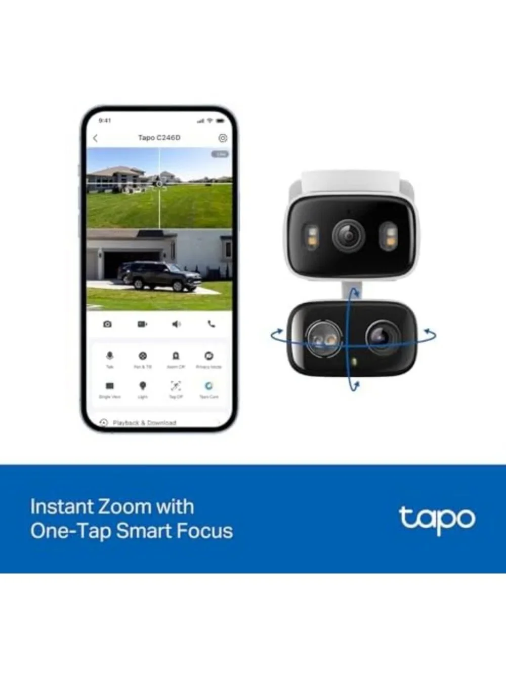 2K Indoor/Outdoor Dual Lens Pan/Tilt Wired Security Camera - Smart Home
